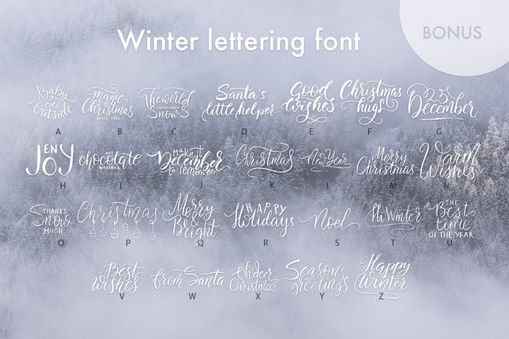Przykład czcionki Winter lettering